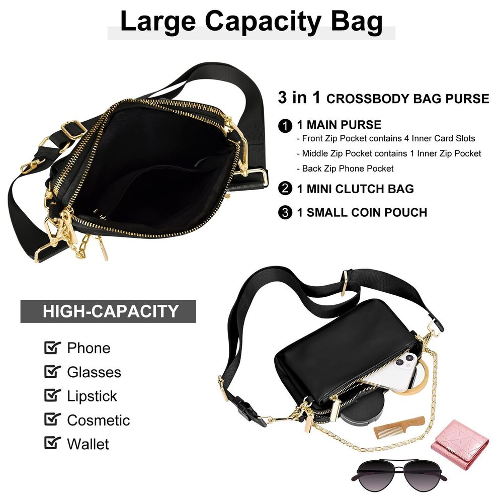 4217 Small Crossbody Bags 3 in 1 Trendy Shoulder Fashion Designer Mini Cute - Picture 5 of 7